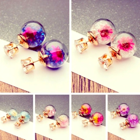 Flower Power Retro double sided earrings - Picture 2 of 5